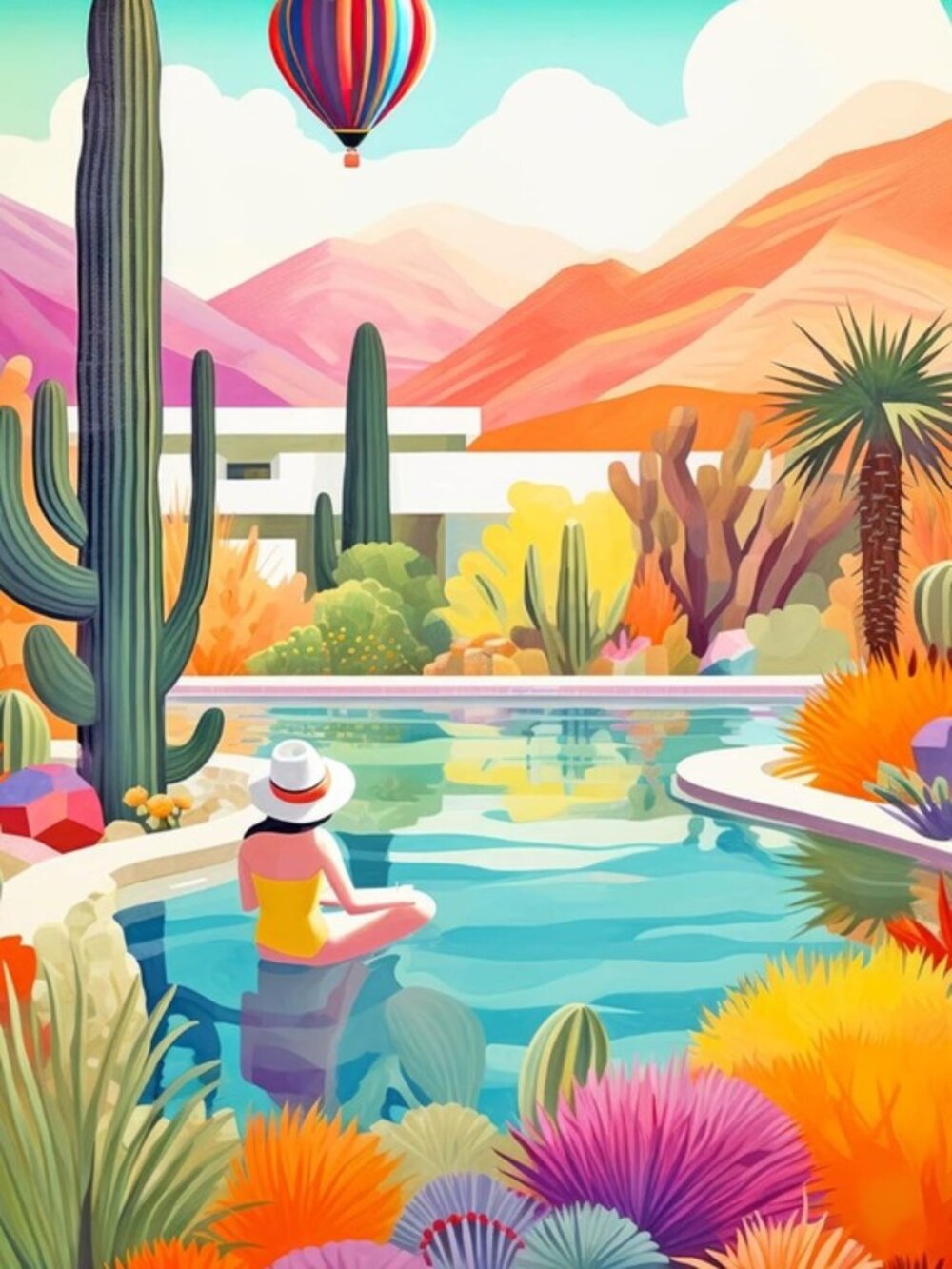 Blossoming Desert: Poolside Paradise (used 1000 PC jigsaw puzzle)